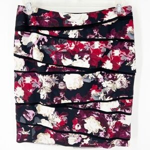 ✅ NWT WHBM PINK/BLACK‎ FLORAL PENCIL SKIRT SIZE 12 PETITE